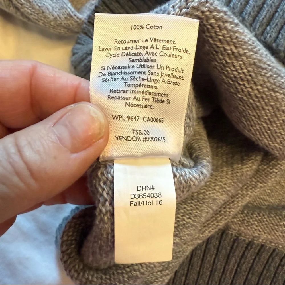Eddie Bauer men’s XL gray 1/4 zip cotton sweater pullover mock neck grandpacore